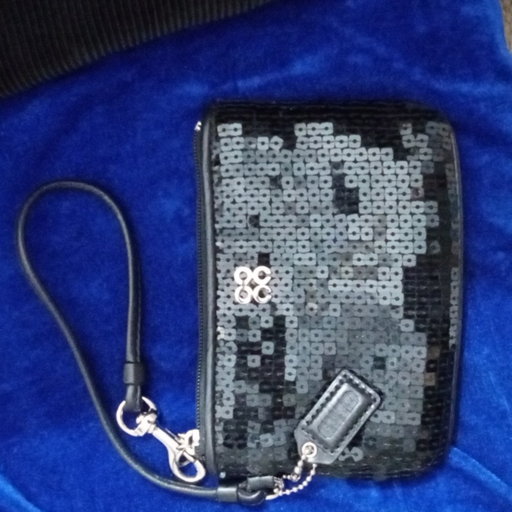 Coach black sequined wristlet